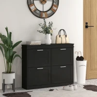 HOMCOM Shoe Storage Cabinet with 4 Flip Drawers and Adjustable Shelves, Narrow Shoe Cabinet for 20 Pairs of Shoes, Black(m-8)