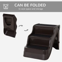 PawHut Pet Stairs Dogs and Cats Folding Ladder Puppy Portable 3 Steps Home Travel Using Brown(m-5)