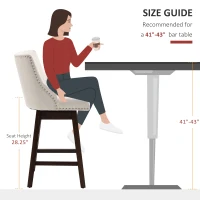HOMCOM 28" Swivel Bar Height Bar Stools Set of 2, Armless PU Leather Upholstered Barstools Chairs with Nailhead Trim and Wood Legs, Cream White(m-8)