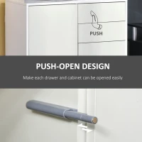 HOMCOM High Gloss Buffet Sideboard with 2 Drawers, 2 Doors and Adjustable Shelf, Kitchen Storage Cabinet with Push Open Design, White(m-6)