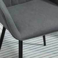 HOMCOM Dining Chairs Set of 2, Linen Upholstery Accent Chair with Back, Armrest, Metal Legs, Dark Grey(m-10)