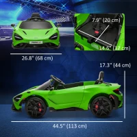 Qaba McLaren 765LT Licensed 12V Kids Electric Car w/ Scissor Doors, Transport Wheels, Remote, Slow Start, Music Horn Green(m-3)