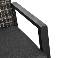 Outsunny 4 Piece Patio Furniture Set, 2 PE Wicker Chairs, Loveseat Sofa, Outdoor Coffee Table, Soft Cushions, Couch & Armchairs for Backyard, Garden, Black(m-7)