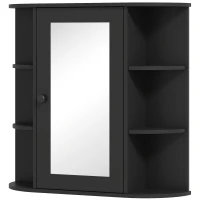 HOMCOM Mirrored Bathroom Wall Cabinet Wall Mounted Medicine Cabinet with Door & Shelves, Black(m-11)