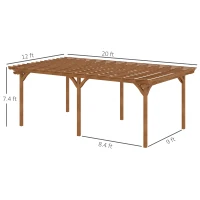 Outsunny 12' x 20' Outdoor Pergola, Wood Gazebo Grape Trellis with Stable Structure for Climbing Plant Support, Garden, Patio, Backyard, Deck(m-3)