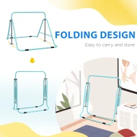 Qaba Folding Gymnastics Bar for Kids, Adjustable Height, Green(m-6)