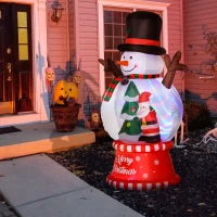 Outsunny 8ft Christmas Inflatables Outdoor Decorations Snowman with Rotating Colorful Light, Blow-Up  LED Yard Display Christmas Decor for Lawn Garden(m-10)