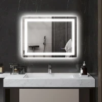 HOMCOM Dimmable Bathroom Mirror with Lights, 32" x 24" Backlit/Front Lit LED Mirror, Anti-Fog, Memory, Infinite Color Temp(m-2)