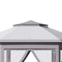 Outsunny 11' x 13' Pop Up Gazebo Canopy Tent with Zippered Mesh Sidewalls and Carrying Bag, Event Tent Shelter for Patio Garden Backyard, Gray(m-8)