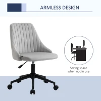 Vinsetto Mid-Back Office Chair, Velvet Fabric Swivel Scallop Shape Computer Desk Chair for Home Office or Bedroom, Grey(m-5)