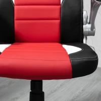 HOMCOM Racing Gaming Chair PU Leather Office Chair Executive Computer Desk Chair with Adjustable Height, Flip Up Armrest, Swivel Wheels, Red(m-11)