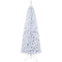 HOMCOM 6 FT Artificial Christmas Tree Pencil Xmas Tree with Stand, 618 Tips, Holiday Home Indoor Decoration for Party, White(m-1)