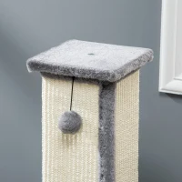 PawHut 32" Tall Cat Scratching Post for Indoor Cats and Kittens, Sisal Cat Scratcher with Hanging Ball Soft Plush, Grey(m-10)