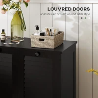 HOMCOM Tilt Out Laundry Cabinet, Laundry Basket Cabinet with 2 Baskets and 2 Louvered Doors, Black(m-5)