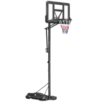Soozier Portable Basketball Hoop System Stand Simple Lift Function from 8-10ft Adjustable for Youth Adults Indoor Outdoor Play(m-2)