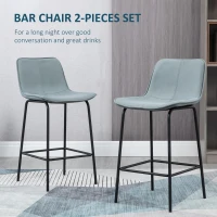 HOMCOM Bar Stools Set of 2, Upholstered Counter Height Bar Chairs, Kitchen Stools with Steel Legs(m-4)