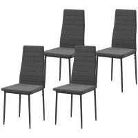 HOMCOM Modern Dining Chairs, Set of 4, High Back Upholstery and Metal Legs for the Living Room, Kitchen, Home Office, Grey(m-11)