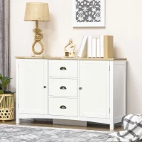 HOMCOM Buffet Cabinet with 3 Storage Drawers, Sideboard for Living Room, White(m-10)