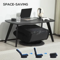 HOMCOM Folding Floor Chair for Adults Teens, 360 Degree Swivel Gaming Chair, 6 Positions Adjustable Lazy Sofa, Blue(m-6)