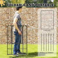 PawHut 6 Panels Heavy Duty Dog Playpen Outdoor Indoor with Door & Strap, 39" Height Portable & Foldable Pet Playpen(m-6)