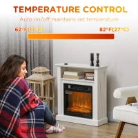 HOMCOM 27" Freestanding Electric Fireplace with Mantel, 1400W Replaceable Fireplace Insert Heater with Timer, White(m-6)