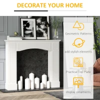 HOMCOM Modern Fireplace Mantel, Surround Mantels for Fireplace with Decorative Pattern Interior Width 29" White(m-4)