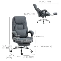 Vinsetto Massage Office Chair with Kneading, Swivel Fabric Recliner Chair with Footrest, Armrest, Grey(m-3)