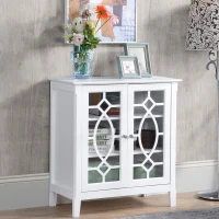HOMCOM Sideboard Cabinet, Buffet Table with Double Framed Glass Doors, 2 Adjustable Shelves and Elevated Base White(m-8)