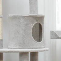 PawHut 73.5" Cat Tree Tower with Scratching Posts, Condos, Bed, Multi-Level Platforms, Toy Balls, for Indoor Cats, Light Grey(m-10)