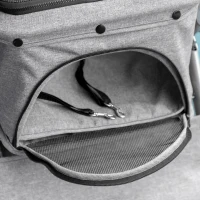 PawHut 4 Wheels Pet Stroller w/ Reversible Handle, Foldable Dog Cat Travel Carriage w/ EVA Wheels Basket Storage Bag 3-stage Canopy Grey(m-10)