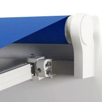 Outsunny 8' x 6.6' Patio Retractable Awning, Manual Exterior Sun Shade Deck Window Cover, Blue(m-8)