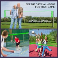 Soozier Portable Badminton Set, Pickleball Volleyball Net with 3 Shuttlecocks, 4 Rackets, for Indoor Outdoor, Beach, Backyard(m-5)