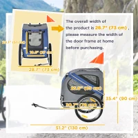 PawHut Dog Bike Trailer Pet Cart Bicycle Wagon Cargo Carrier Attachment Foldable for Travel, Blue and Grey(m-3)