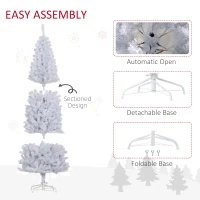 HOMCOM 6 FT Artificial Christmas Tree Pencil Xmas Tree with Stand, 618 Tips, Holiday Home Indoor Decoration for Party, White(m-7)