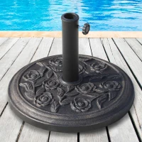 Outsunny 20 lbs Resin Round Patio Umbrella Base 18" Outdoor Decorative Cast Stone Parasol Stand Market Garden Umbrella Holder, Bronze(m-8)