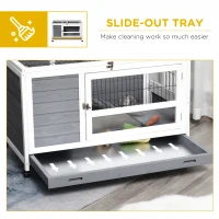 PawHut Wooden Rabbit Hutch Pet House Elevated Bunny Cage Small Animal Habitat with Slide-out Tray Lockable Door Openable Top for Indoor 40.25" x 23.5" x 25" Grey(m-6)