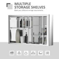 kleankin 24'' x 15'' Wall Mounted Bathroom Medicine Cabinet Sliding Door with Storage Shelves, Stainless Steel, Silver(m-5)