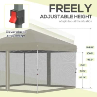 Outsunny 10' x 10' Pop-Up Party Tent Outdoor Canopy Tent with Mesh Sidewalls, 3-Level Adjustable Height, Roller Bag, Beige(m-5)