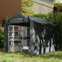 Outsunny Outdoor Storage Shed, UV Resistant Bike Tent with Roll-up Zipper Door, Portable Shed for Bike, Motorcycle, Dark Grey(m-7)