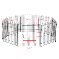 PawHut 24inch 8-Panel Dog Playpen Octagon Pet Exercise Playpen Crate Foldable Dog Cage Pen Puppy Kennel, Black(m-3)