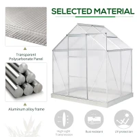 Outsunny 6' x 4' Hobby Greenhouse, Walk-in Polycarbonate Hot House Kit with Aluminum Frame, Sliding Door, Roof Vent, Silver(m-5)