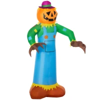 Outsunny 6' Cute Halloween Inflatables Outdoor Decorations Pumpkin Scarecrow, Blow-Up LED Yard Decor Indoor Outdoor for Garden, Lawn, Party, Holiday(m-11)