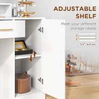 HOMCOM Illuminated Dressing Table Set, LED Vanity Table Set with Stool, LED Mirror, Drawer and Cabinet Shelves for Bedroom(m-6)