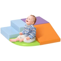 Qaba 4 Pieces Soft Play Foam Play Set for Climbing, Crawling, Multicolour(m-11)