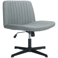 HOMCOM Criss Cross Chair, Wide Armless Office Chair, Fabric Computer Desk Chair with Adjustable Height, Gray(m-1)