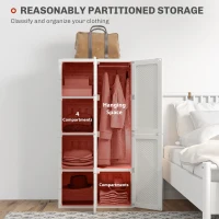 HOMCOM Portable Wardrobe, Foldable Clothes Storage Organzier with 5 Compartments, 1 Hanging Rod, Magnet Doors, White(m-4)