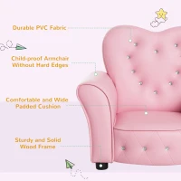 Qaba Kids Mini Princess Sofa Toddler Chair Children Upholstered Tufted Armchair Activity Couch Reclining Seat Boys Girls Furniture Pink(m-4)