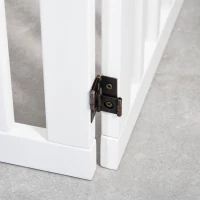 PawHut Freestanding Pet Gate 4 Panel Dog Barrier Folding Safety Fence with Support Feet up to 80.25" Long 29.5" Tall for Doorway Stairs Black White(m-10)