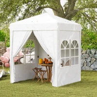 Outsunny 6.7' x 6.7' Pop-Up Canopy Tent with Sidewalls, Height-Adjustable, Carry Bag Included, for Outdoor, Garden, Patio, White(m-10)