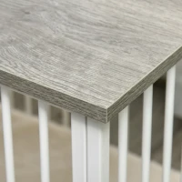 PawHut Dog Crate, Furniture Style Pet Cage Kennel, End Table, Decorative Dog House, with Soft Cushion, Wooden Top, Door, for Small & Medium Dogs, Indoor Use, Grey(m-10)